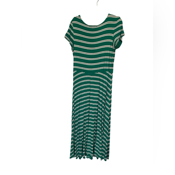 Ronni Nicole White and Green Casual A-Line Maxi Dress Size Large Jersey Striped - Picture 4 of 8